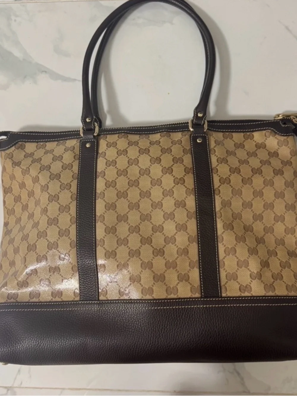 Gucci Beige/Brown Monogram Travel Weekender Bag